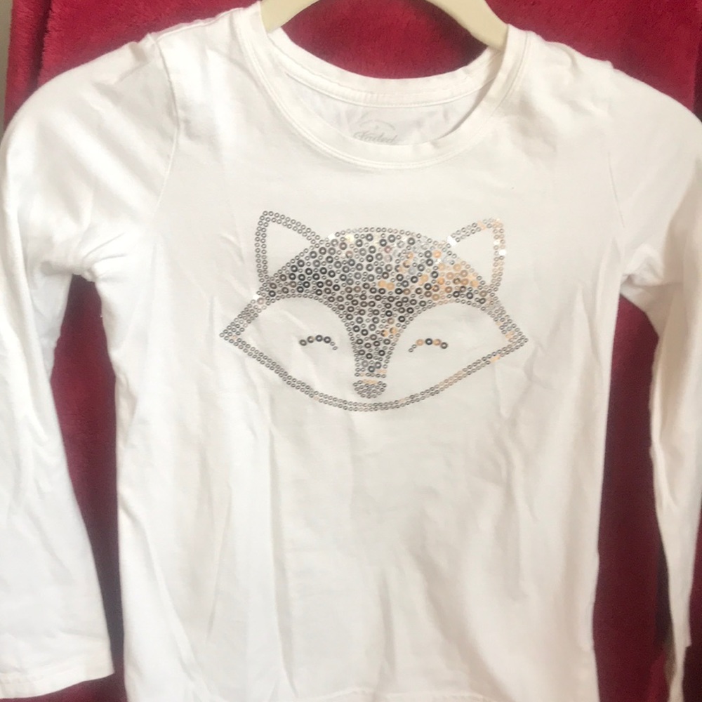 Shirt long sleeve with sequin fox on the front